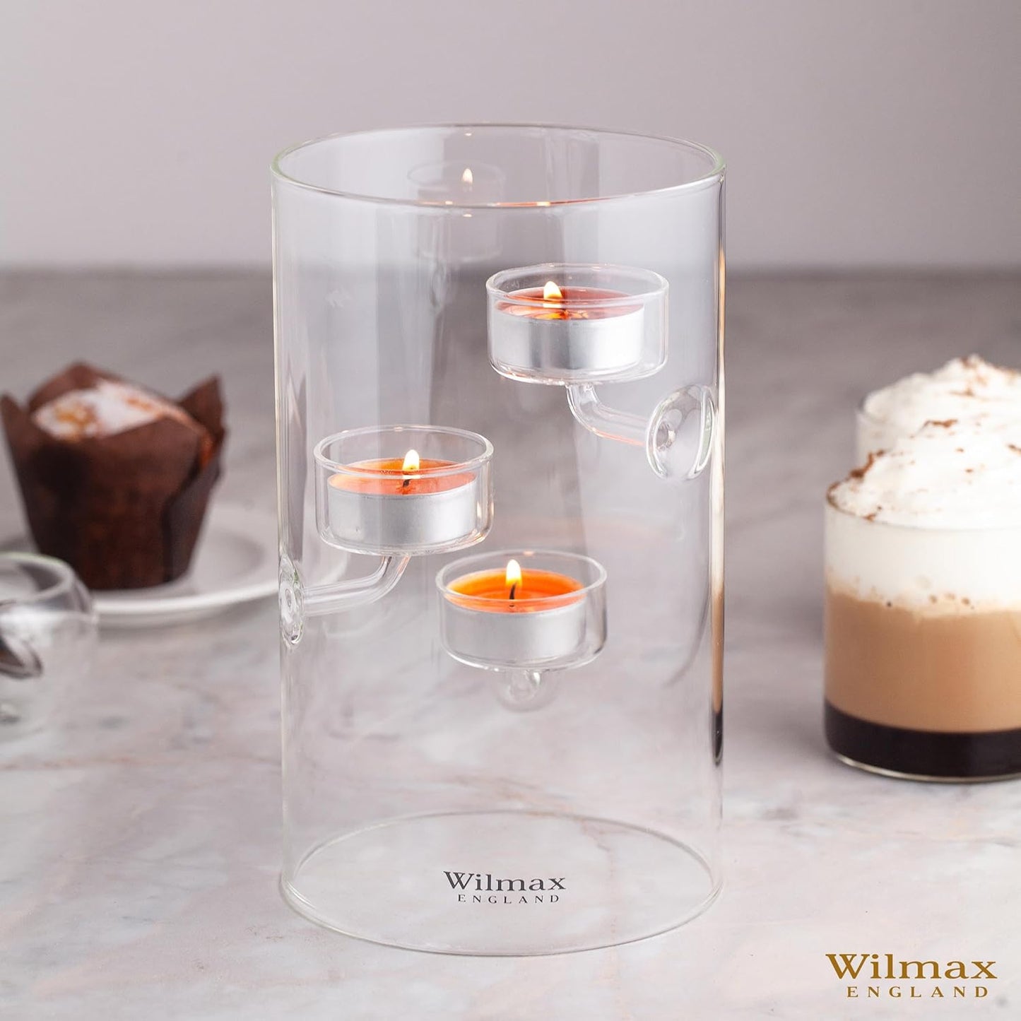 Wilmax England Theelichthouder Glas 20 cm voor 3 theelichtjes WL-888906/A