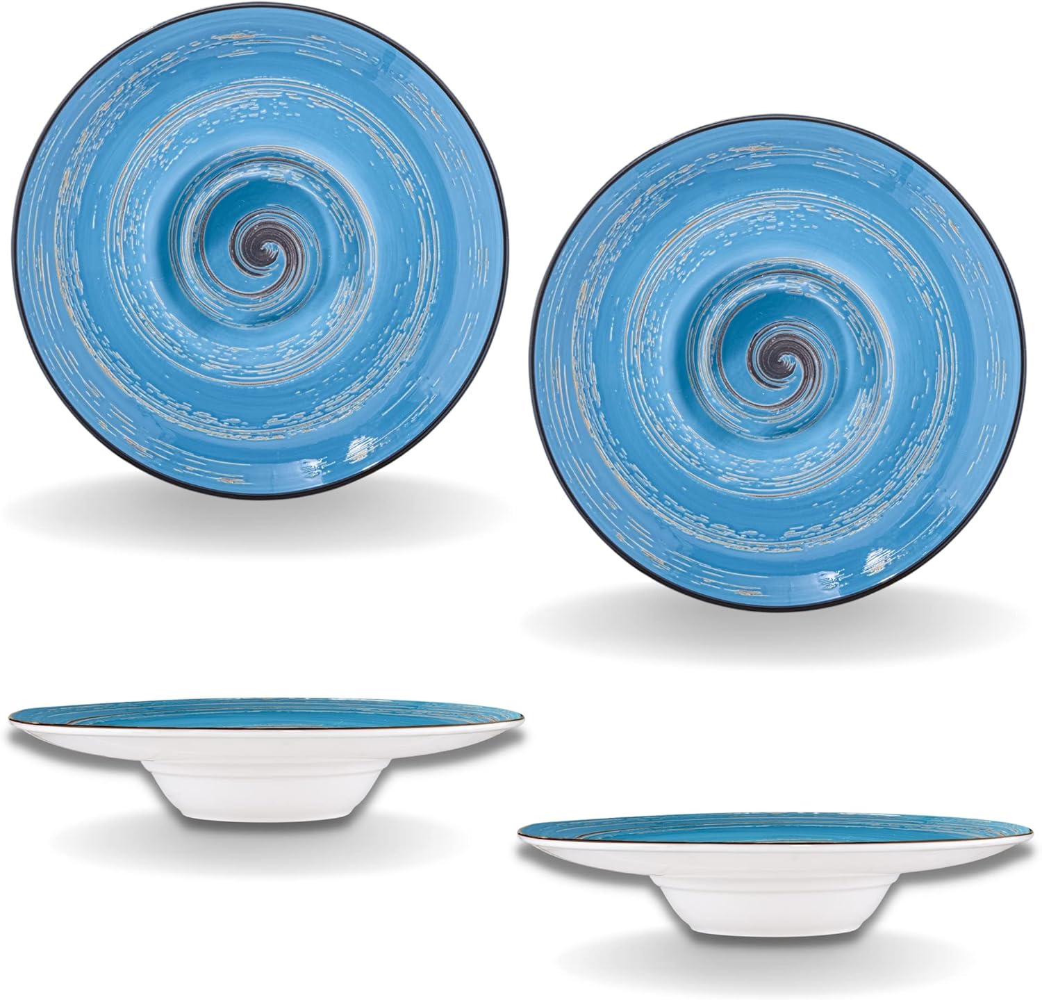 Wilmax Diep bord 24 cm Blauw Porselein set van 2 WL-669625/A2