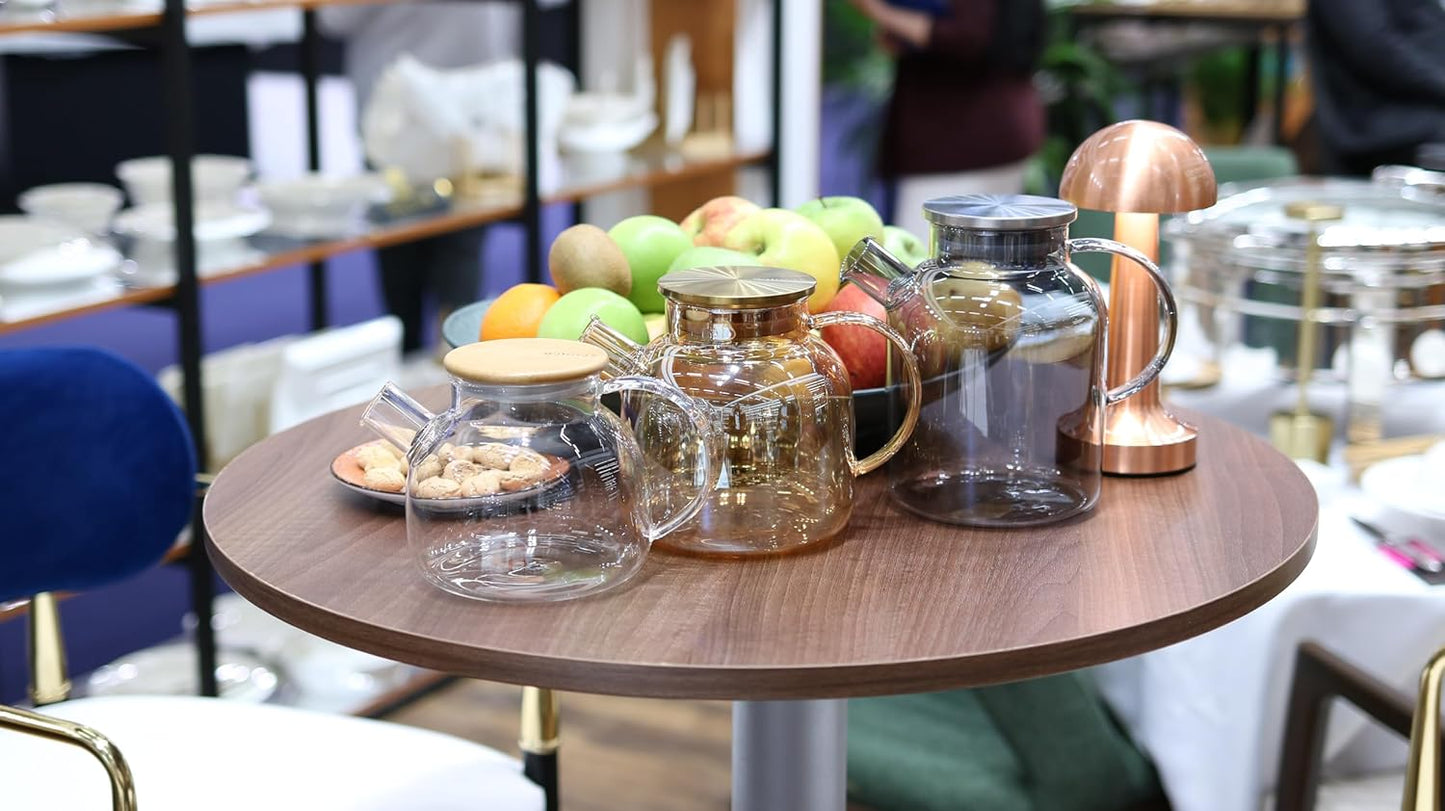 Wilmax Borosilikat Teekanne mit Edelstahl-Deckel 1600 ml, rauchgrau WL-888811002/A