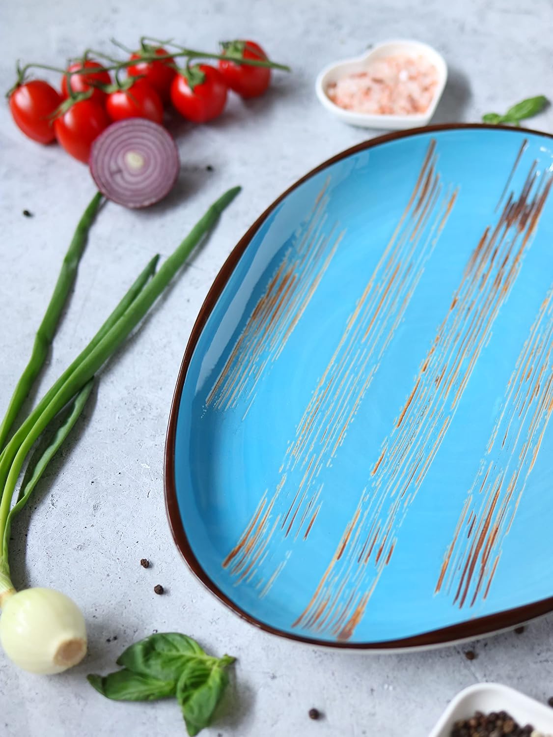 Wilmax Stone-Shape Teller Blau 33 x 24,5 cm – Organische Form – WL-668642/A