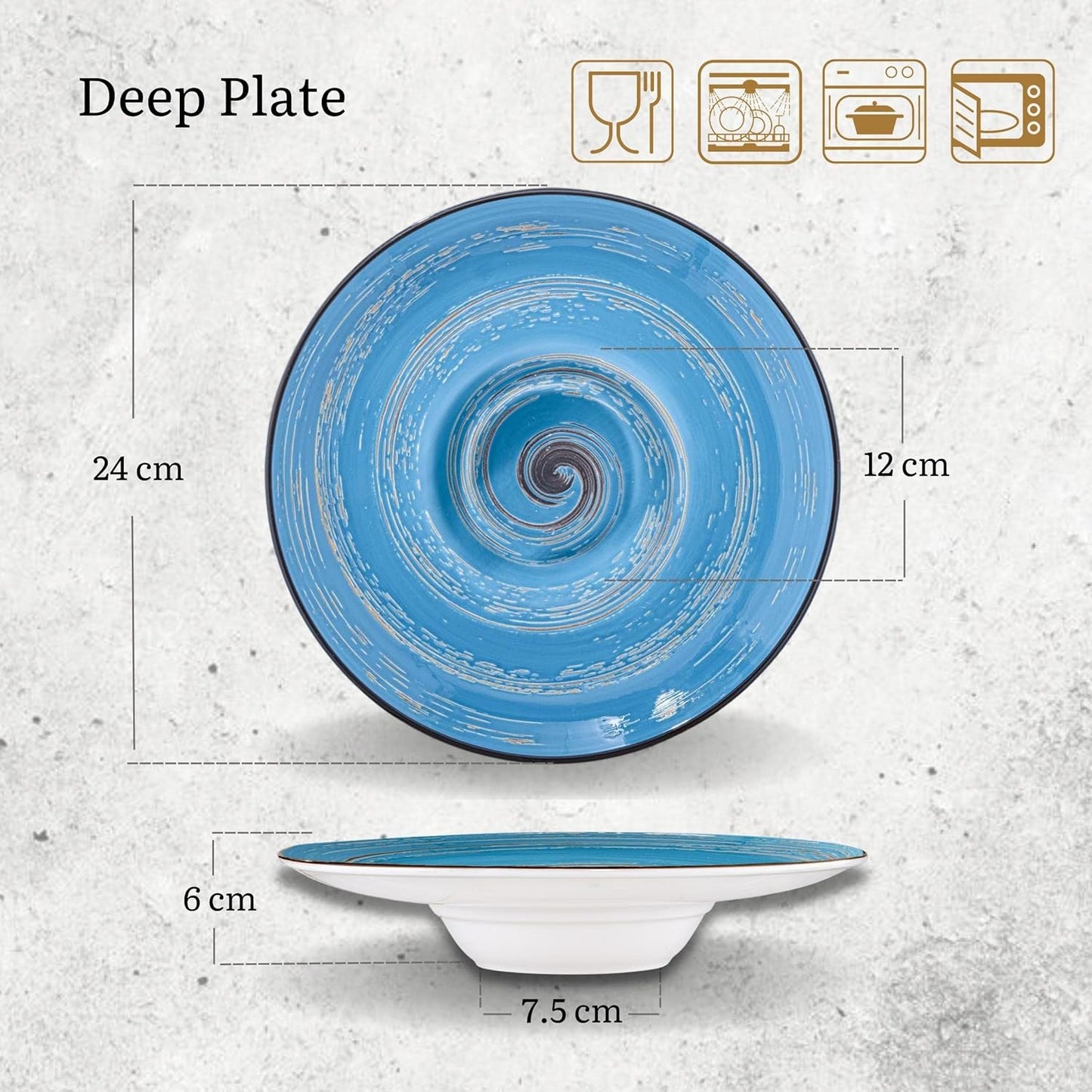 Wilmax Tiefer Teller 24 cm 200 ml Blau WL-669625/A