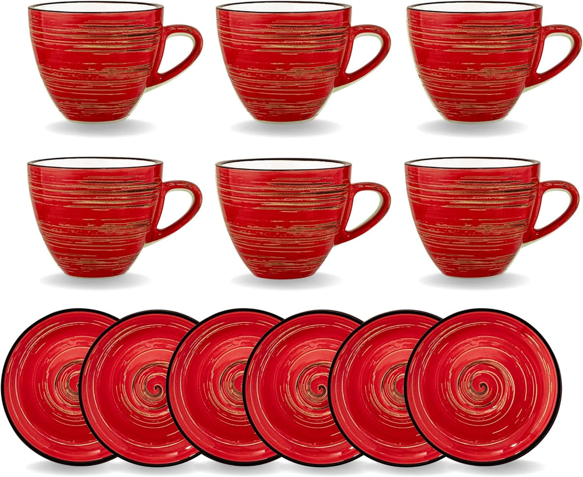 Wilmax Kop & schotel 190 ml Rood Porselein 6x AB6