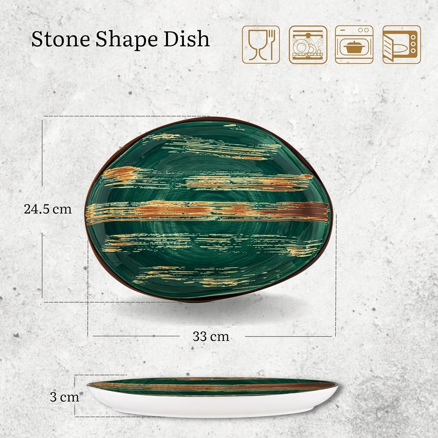 Wilmax Schale in Steinform 33 x 24,5 cm Porzellan WL-668542/A