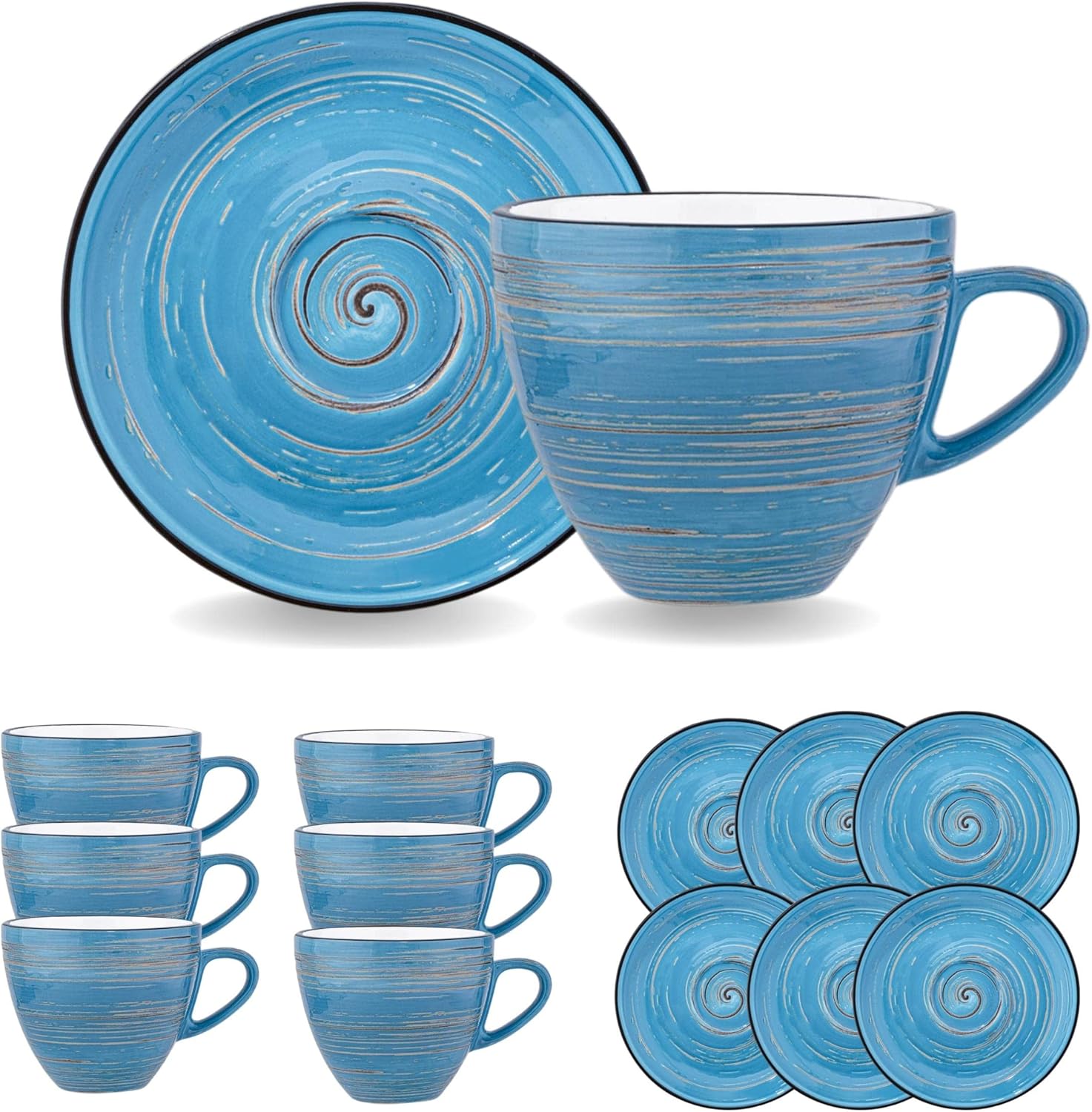 Wilmax Spiral Tassen & Untertassen 6er-Set 300 ml WL-669636/AB6