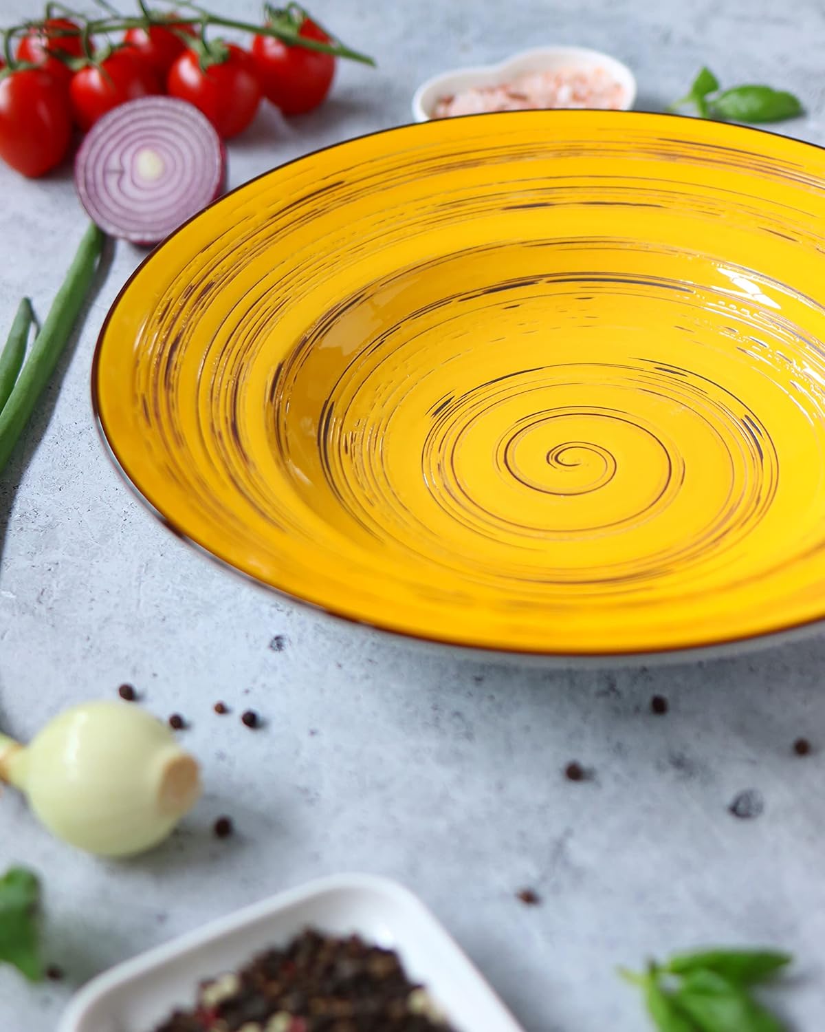 Wilmax Tiefer Porzellanteller 350 ml, Gelb, Ø 25,5 cm WL-669427/A2