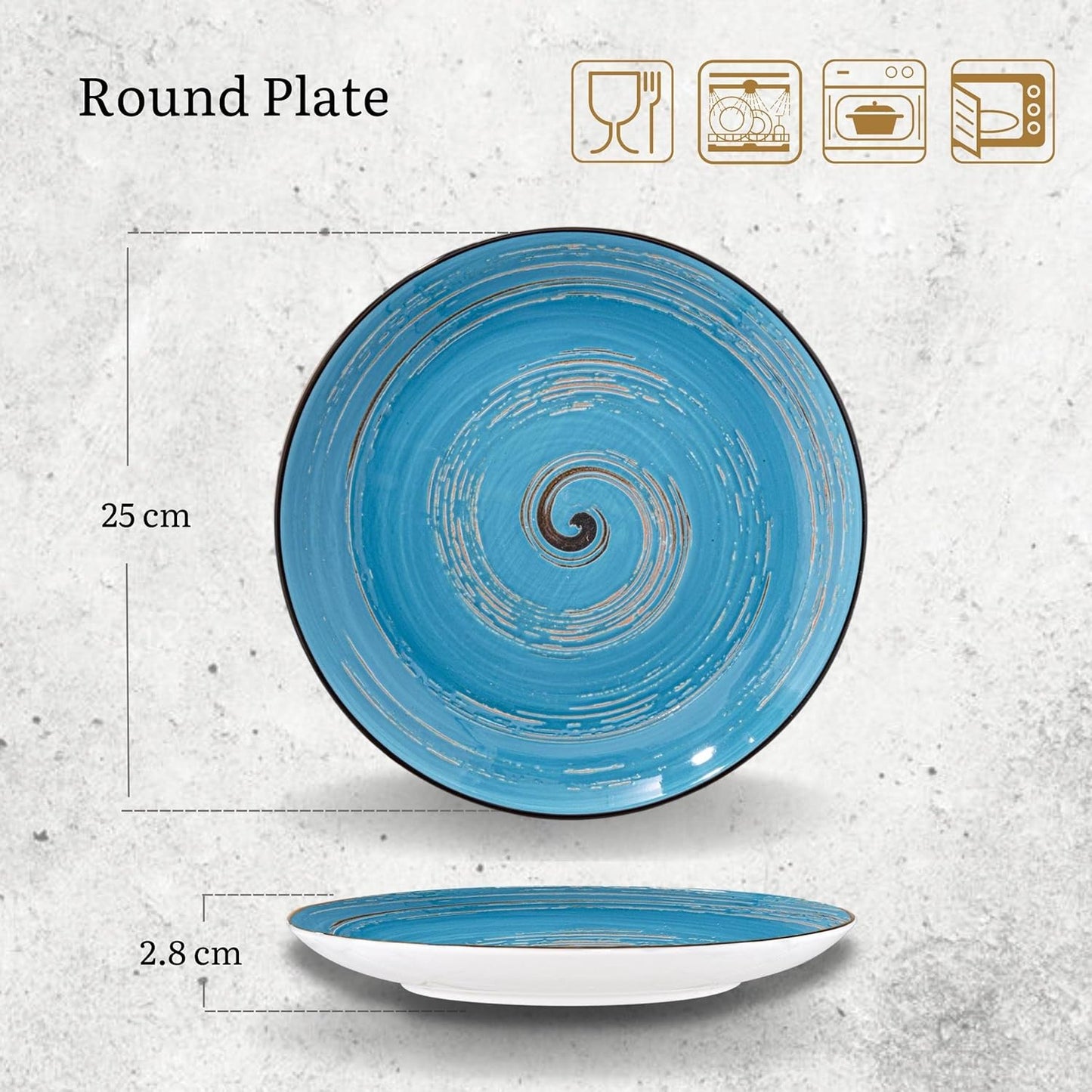 Wilmax Runder Teller Blau 25 cm – Elegantes Design für Speisen – WL-669614/A2