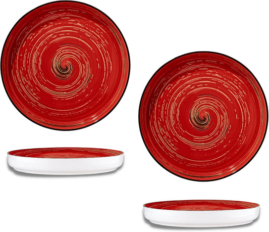 Wilmax Bord 23 cm Rood Porselein 2 stuks WL-669219/A2