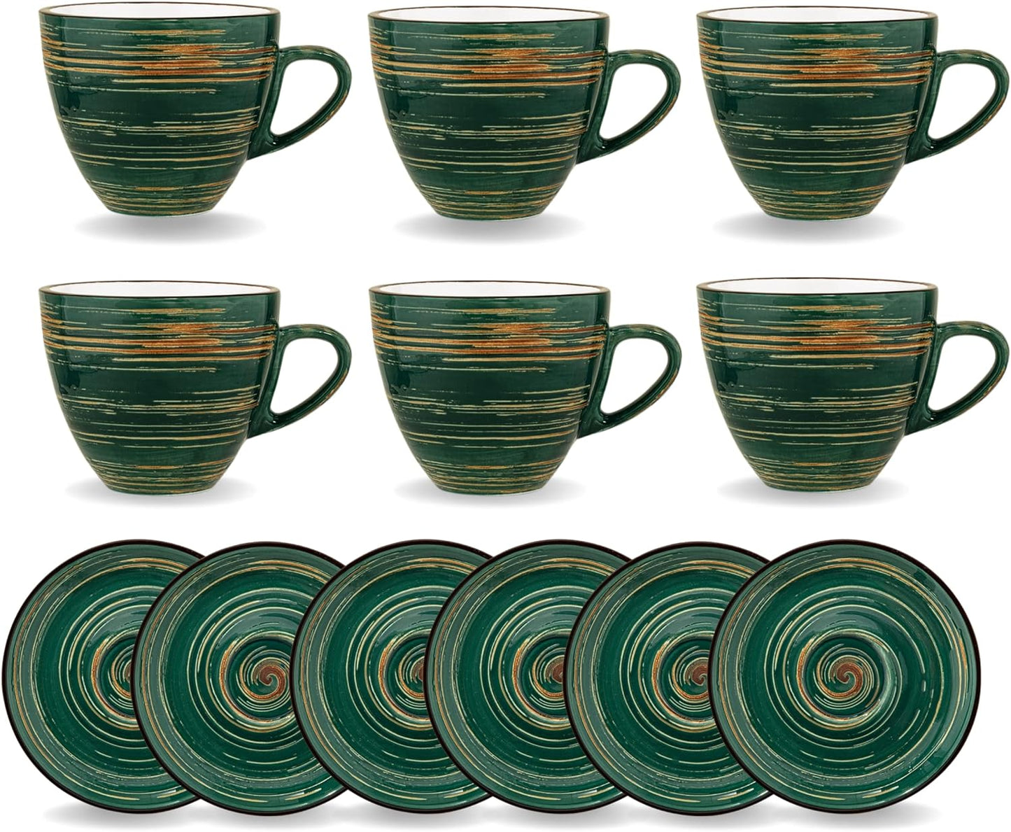 Wilmax SPIRAL Kopjes & Schotels Set 160 ml, 6-delig Groen WL-669535/AB6