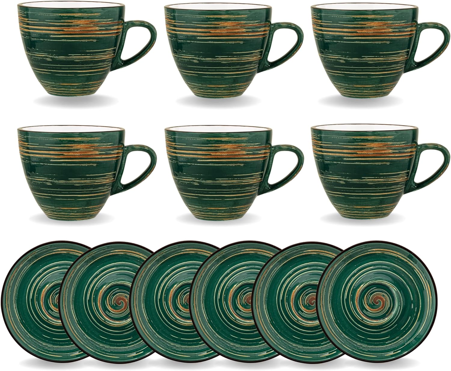 Wilmax SPIRAL Kopjes & Schotels Set 160 ml, 6-delig Groen WL-669535/AB6