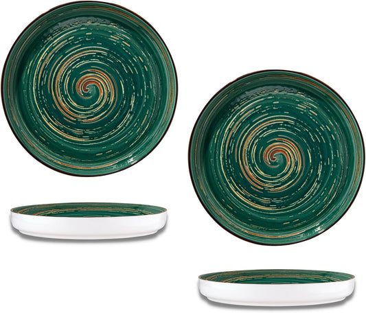 Wilmax Bord 23 cm Groen Porselein 2-delige set WL-669519/A2
