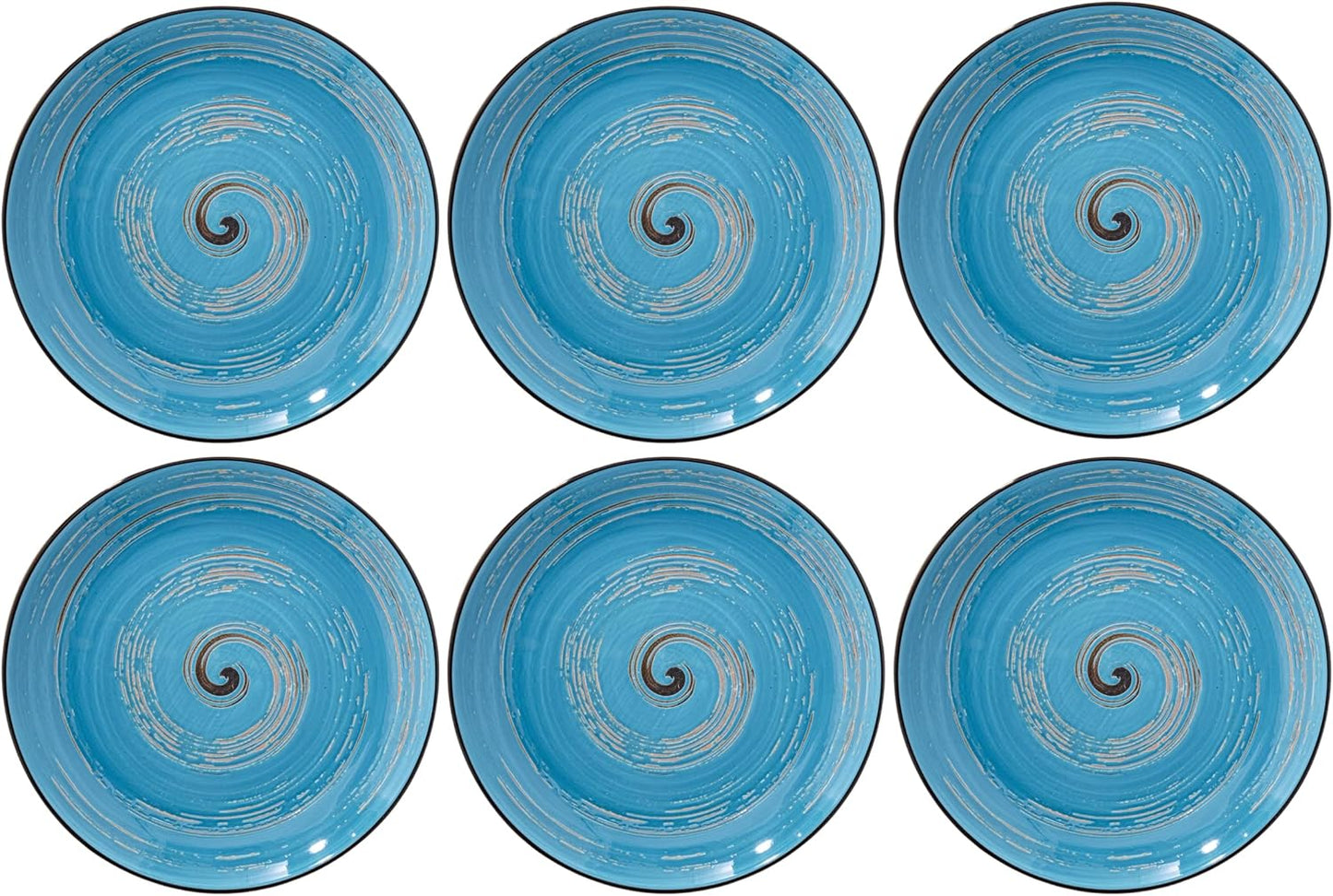 Wilmax Spiral Teller 6er Set aus Porzellan, 20 cm, Blau – WL-669612/A6