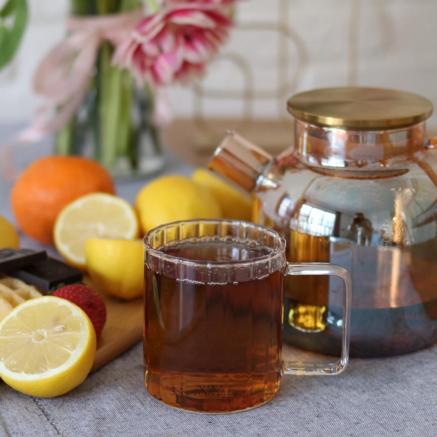 Wilmax Glas Teekanne mit Edelstahl-Deckel, 950 ml, Glas WL-888810003/A