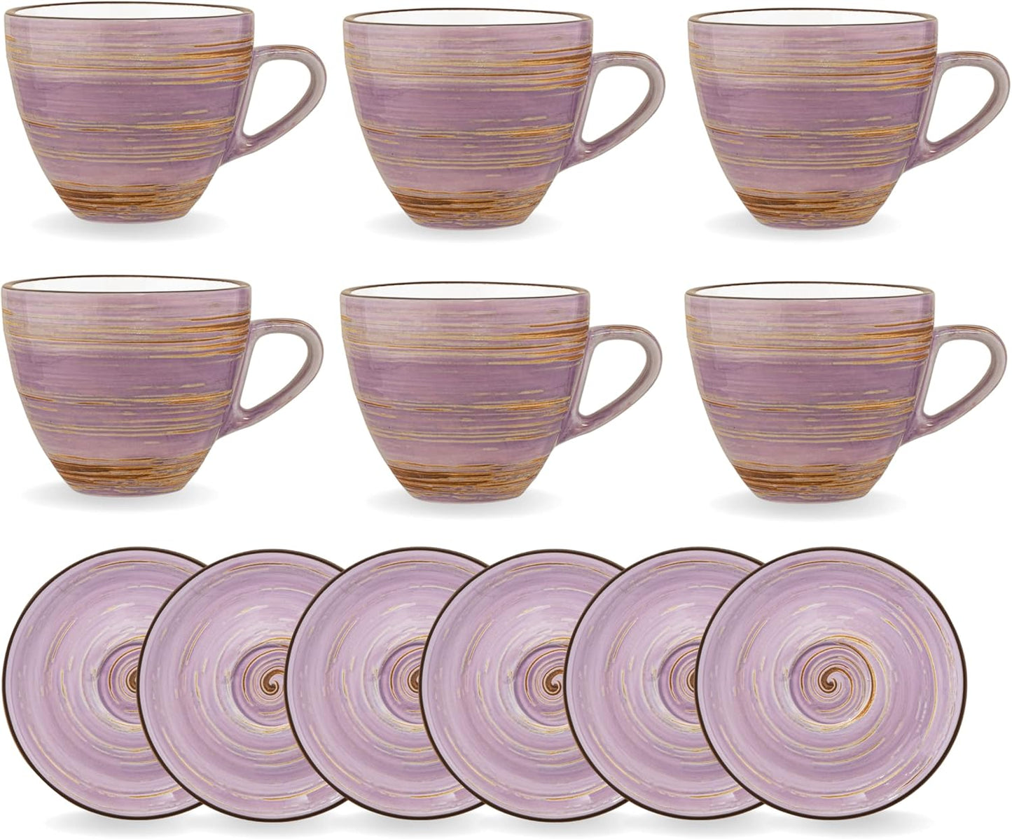 Wilmax England Kop-schotel Lavendel Porselein 300 ml Set van 6