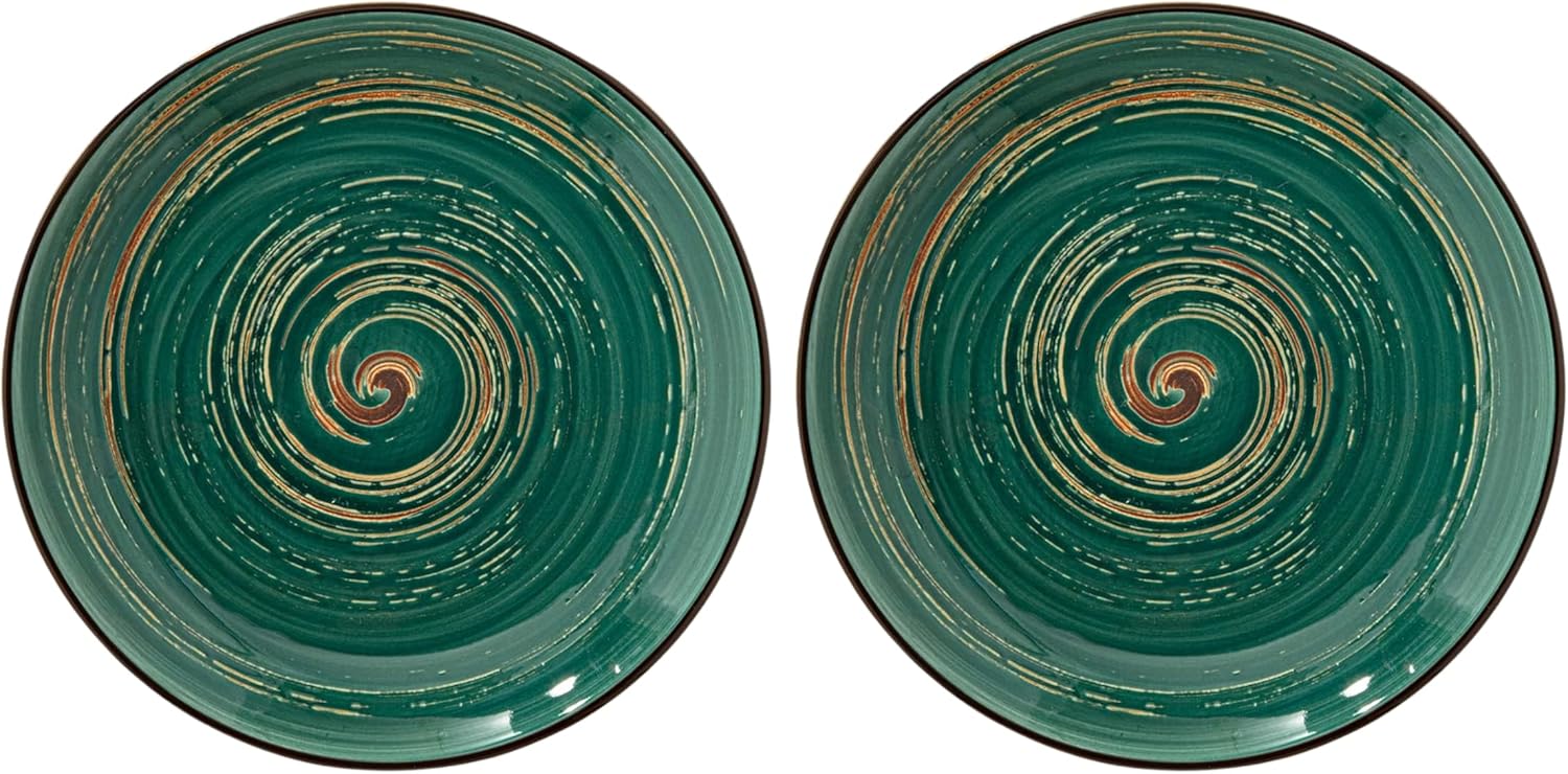 Wilmax Bord 25,5 cm Groen Porselein 2-delig WL-669514/A2