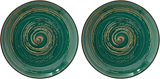 Wilmax Bord 25,5 cm Groen Porselein 2-delig WL-669514/A2