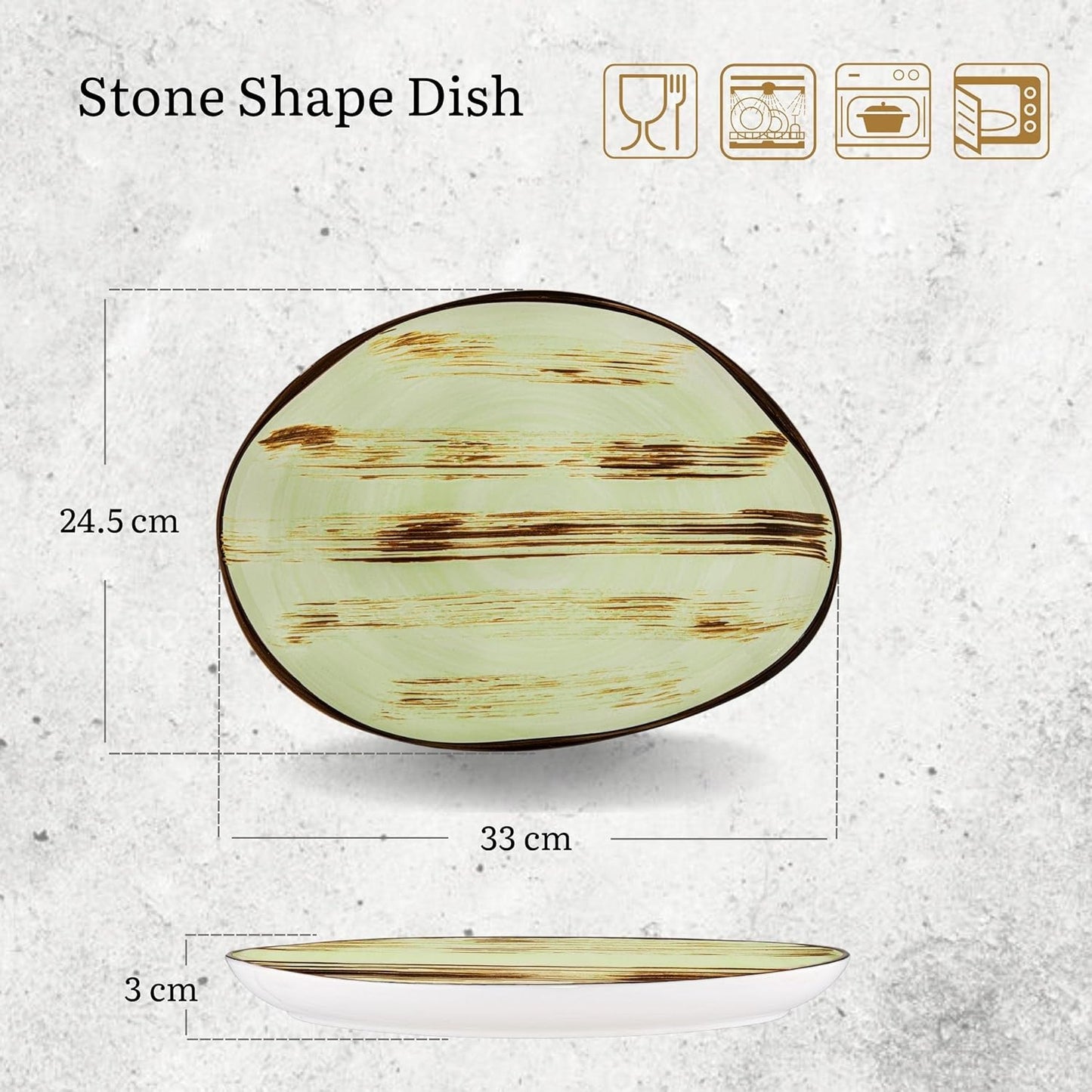 Wilmax Servierplatte, Porzellan, Steinform, Pistazie, WL-668142/A