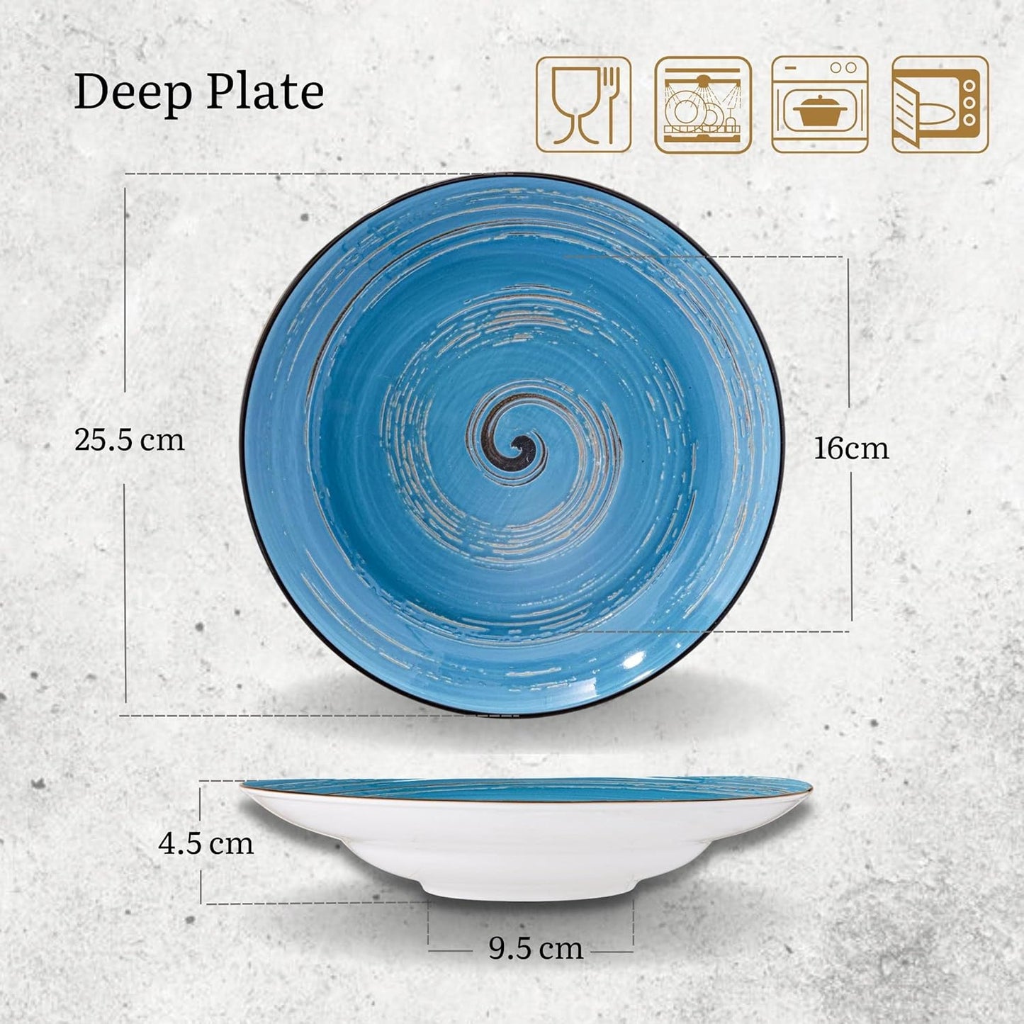 Wilmax Deep Porcelain Plate Blue 25.5 cm 2 pcs. WL-669627/A2