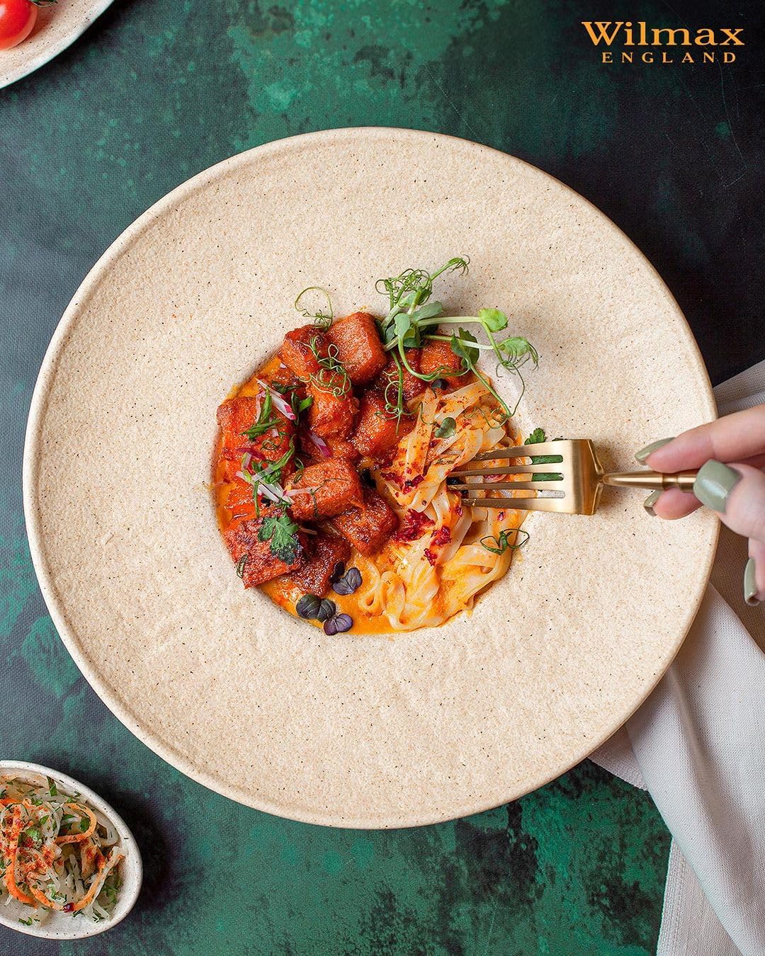 Wilmax Tiefe Teller, 2er Set, 27 cm Sandstein Design WL-661316/A2