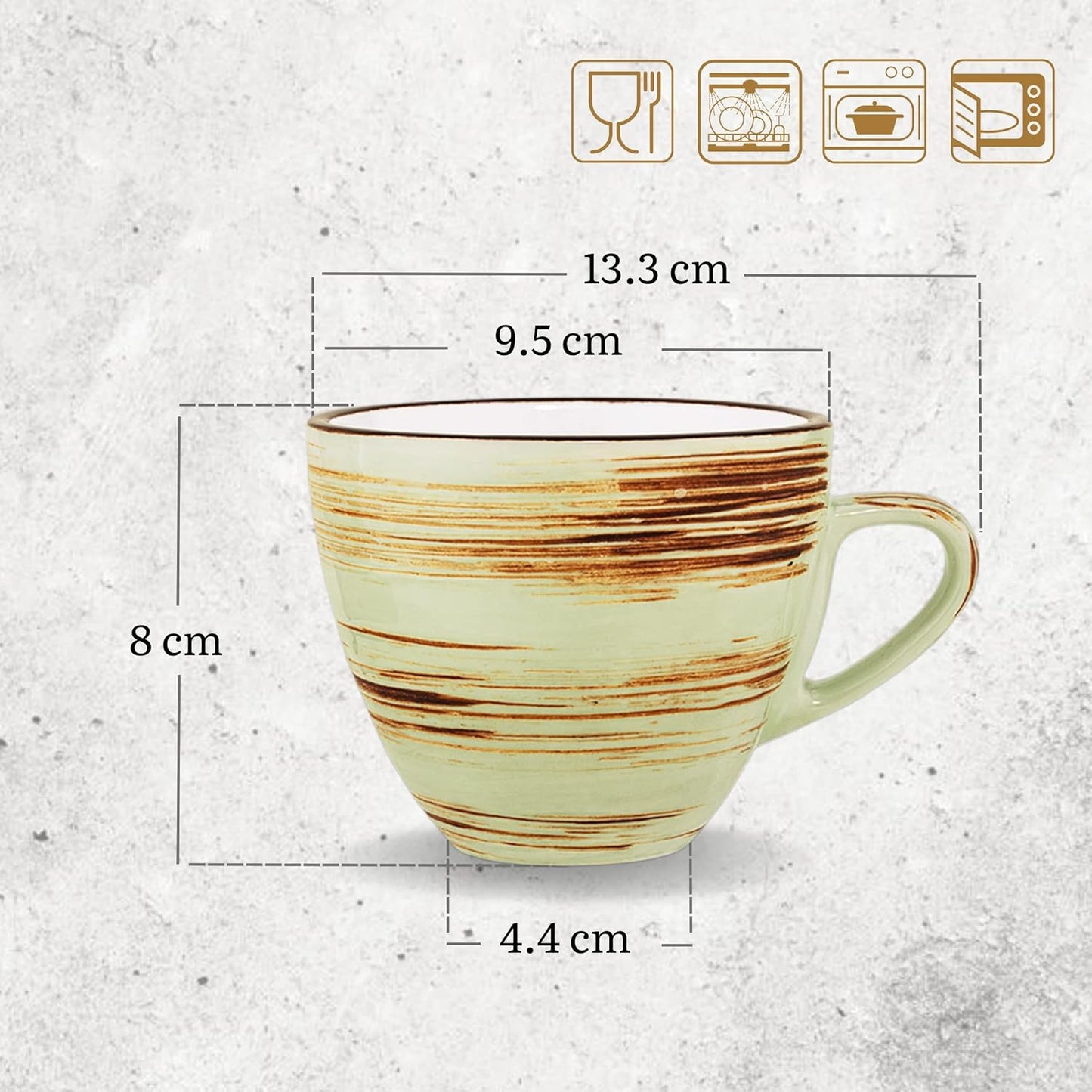 Wilmax SPIRAL Tassen mit Untertassen 6er Set 300 ml Porzellan WL-669MIX36