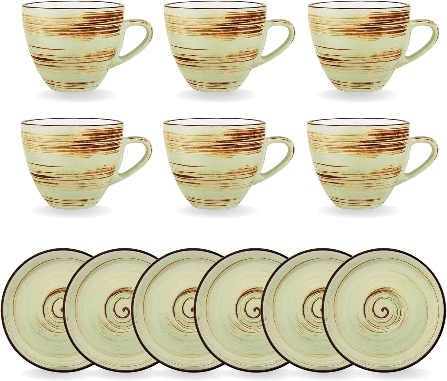 Wilmax Espresso Cup and Saucer 75 ml Porcelain Pistachio (Set of 6)