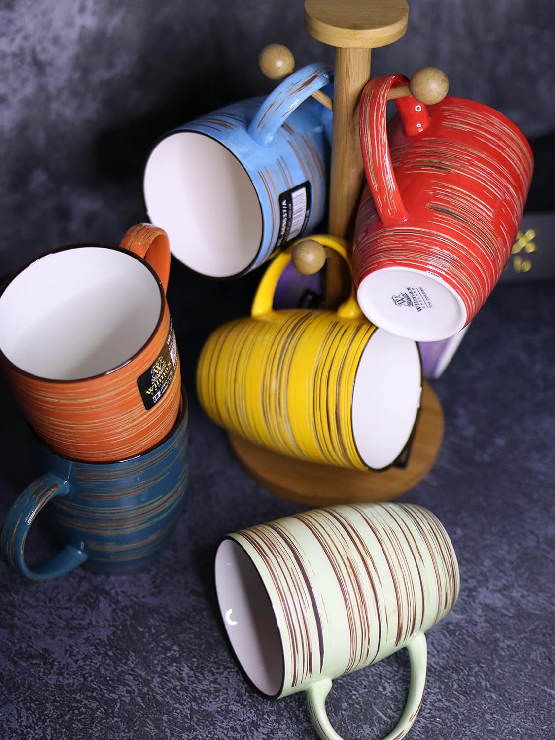 Wilmax SPIRAL Beker | 6-delige Set | 460 ml | Porselein Beker | Kleur Lichtgroen WL-669137/A6