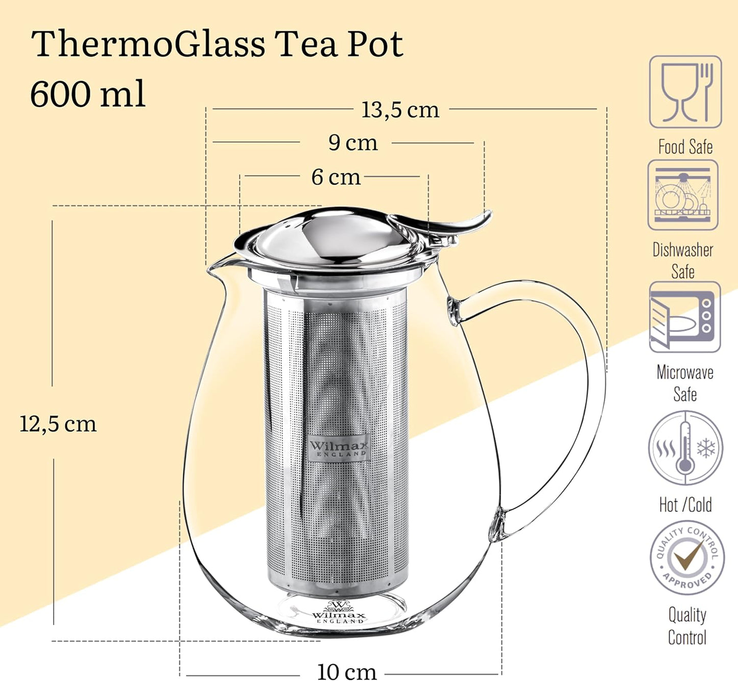 Wilmax England Teapot 600 ml Thermal Stainless Steel filter WL-888801/A