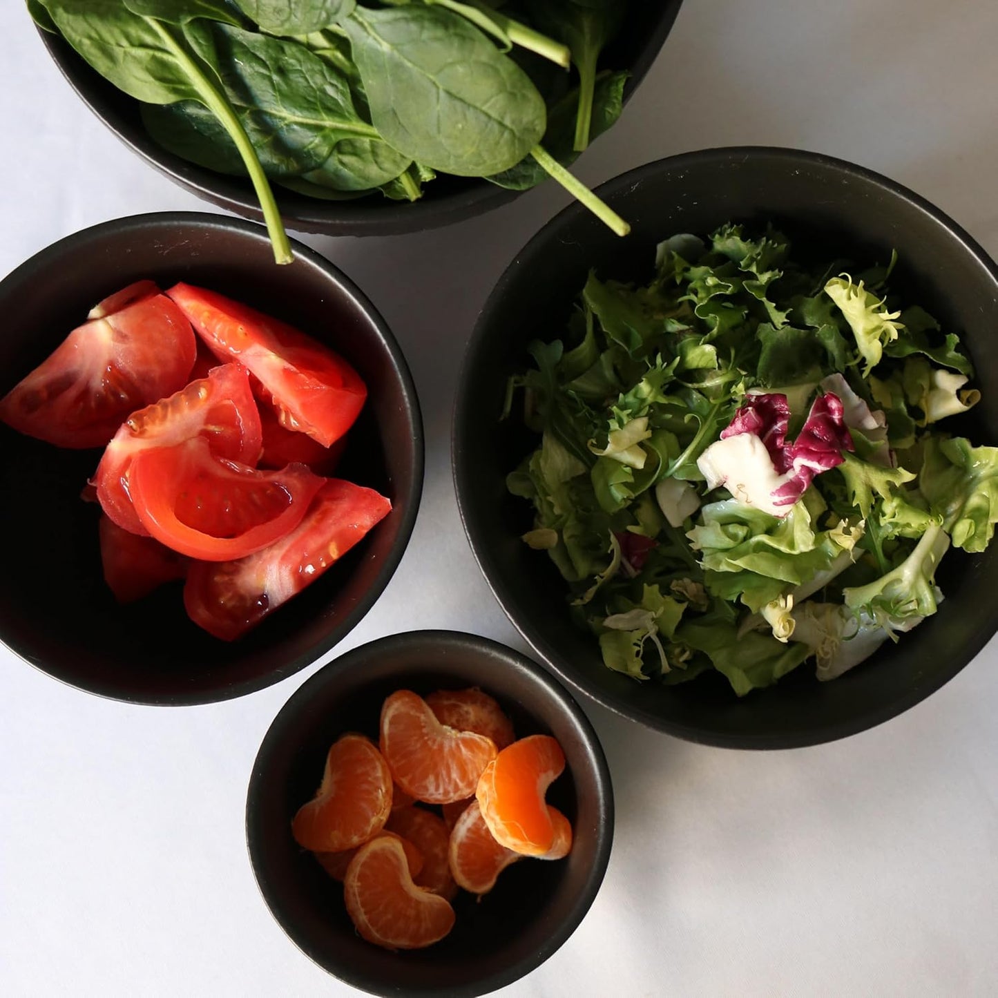 Wilmax Schalen Set 2er Schwarz 1000 ml Porzellan Salatschüssel WL-664117/A2