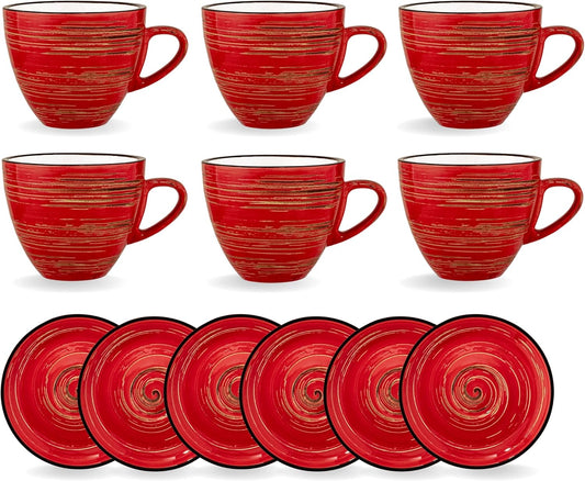 Wilmax Koffie- En Thee Kopjes Set met Schotels, 6-delig, WL-669236/AB6