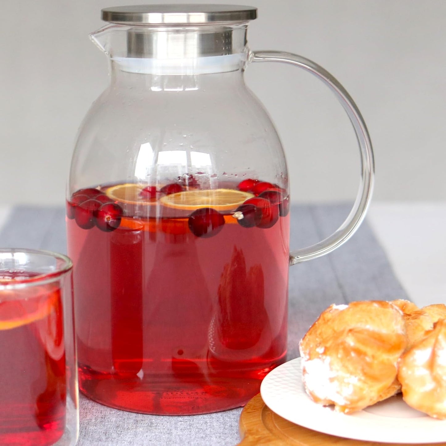 Wilmax Thermo Glas Krug 2100 ml mit Edelstahl-Deckel WL-888214/A