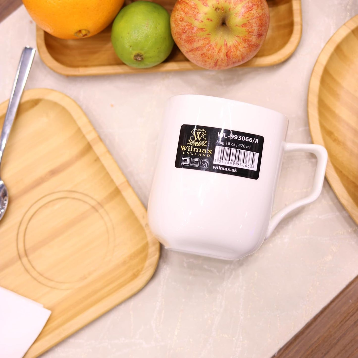 Wilmax 2 Bambus-Teller & 2 Porzellantassen – 4-tlg WL-771126/A2-993066/A2