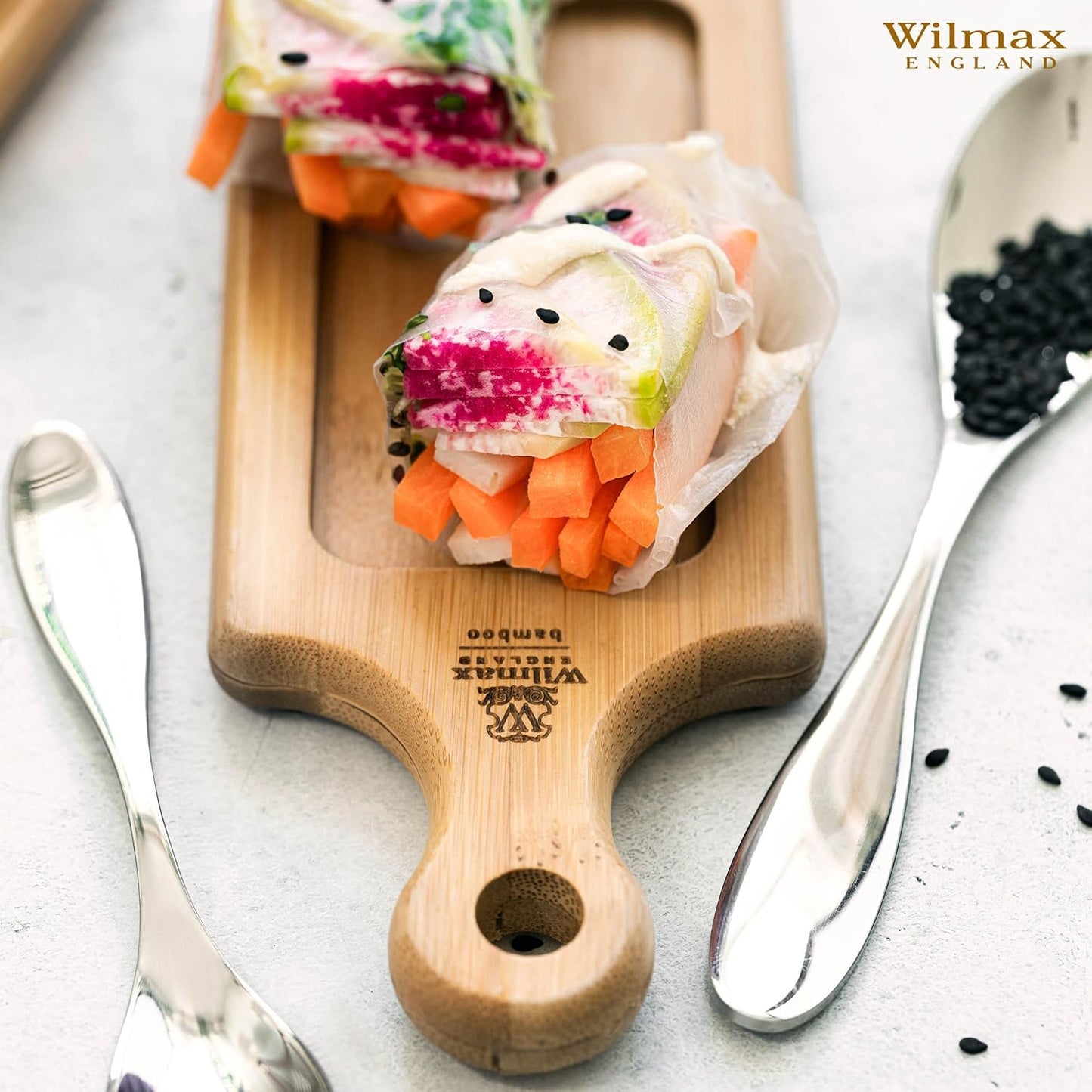 Wilmax Bambus Serviertablett 17 x 7 cm für Steaks & Desserts  6 Stück WL-771002/A6