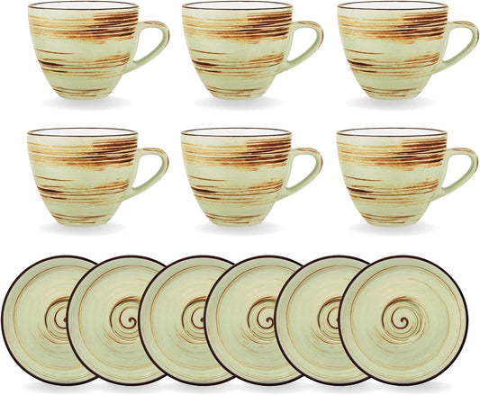 Wilmax Pistachio Porcelain Cup and Saucer 190ml 6-piece