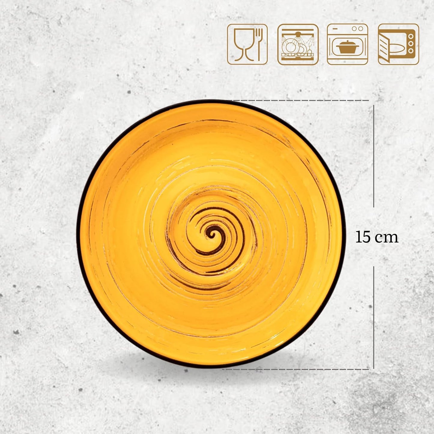 Wilmax Porzellan Untertasse, 15 cm, Spiral Yellow Kollektion, WL-669436/B
