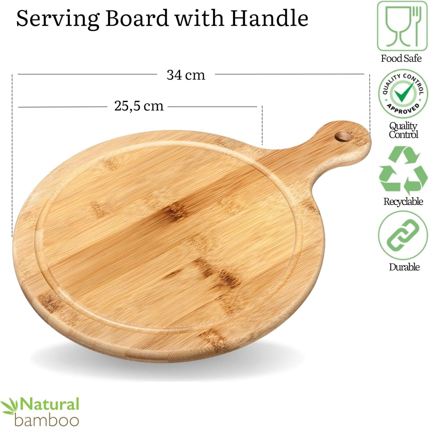 Wilmax Servierbrett mit Bambusgriff 34 x 25,5 cm – WL-771099/A
