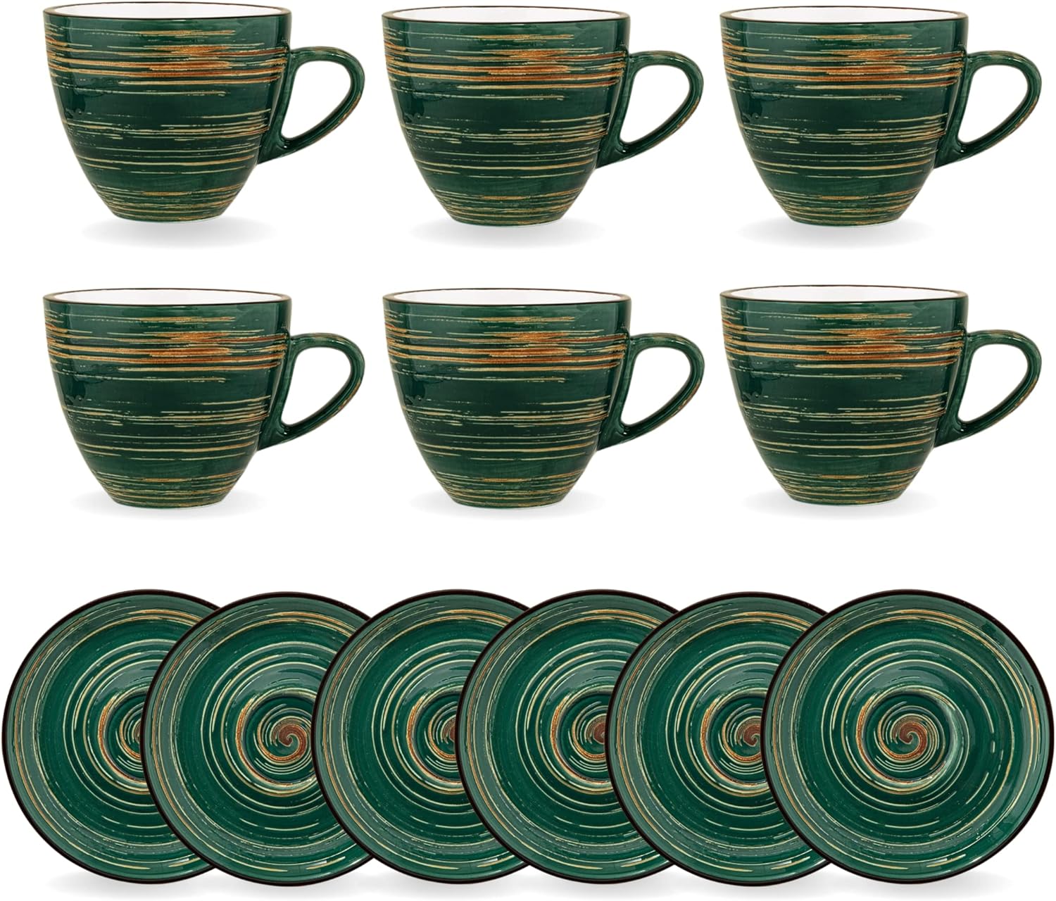 Wilmax ColorBoom Kaffee-Tassen Set, Spiral Grün, 75 ml, 6-teilig WL-669533/AB6