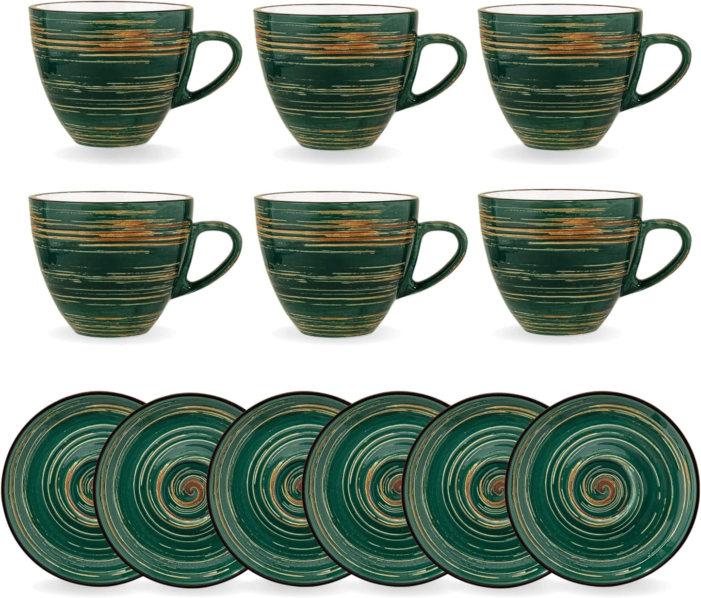 Wilmax England Espressokop-schotel 75ml Groen Porselein 6x