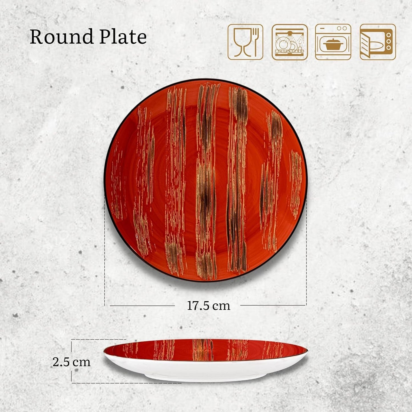 Wilmax Red Porcelain Plate 18 cm, Set of 6 WL-668211/A6