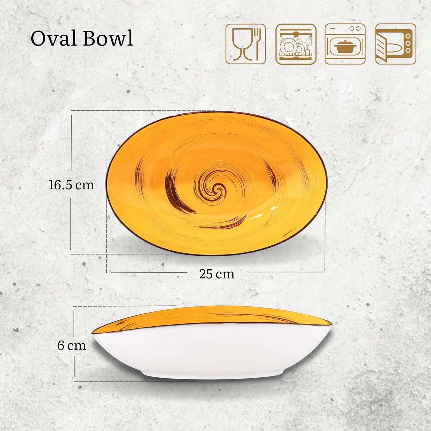 Wilmax Oval Dish 25 cm Yellow Porcelain WL-669440/A