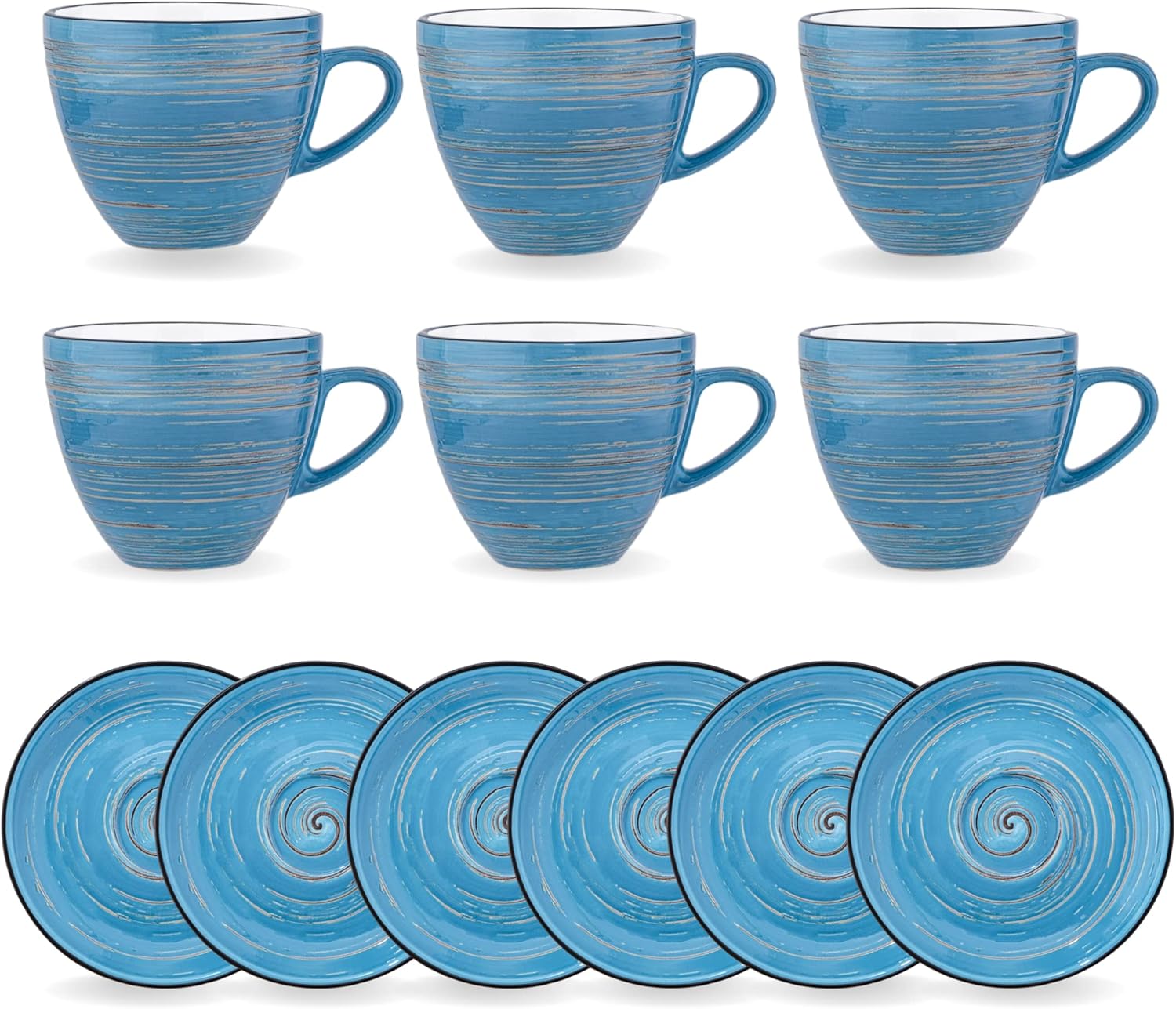 Wilmax 6-delige Kopjes & Schotels Set 75 ml Blauw WL-669633/AB6