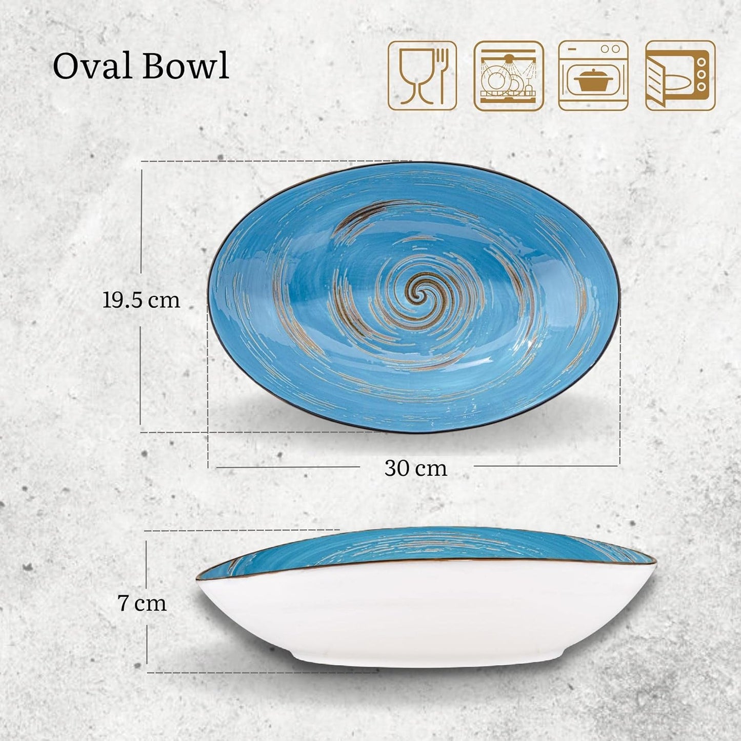 Wilmax Oval Bowl 30 x 19.5 x 7 cm, blau, Spiral Collection WL-669641/A