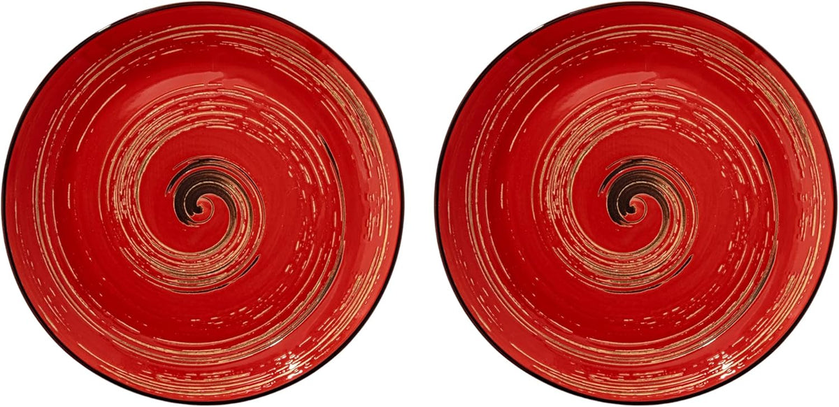 Wilmax Bord 25,5 cm Rood Porselein 2-delige set A2
