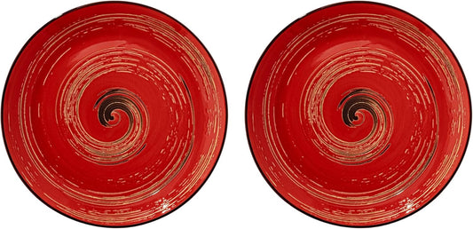 Wilmax Bord 25,5 cm Rood Porselein 2-delige set WL-669214/A2