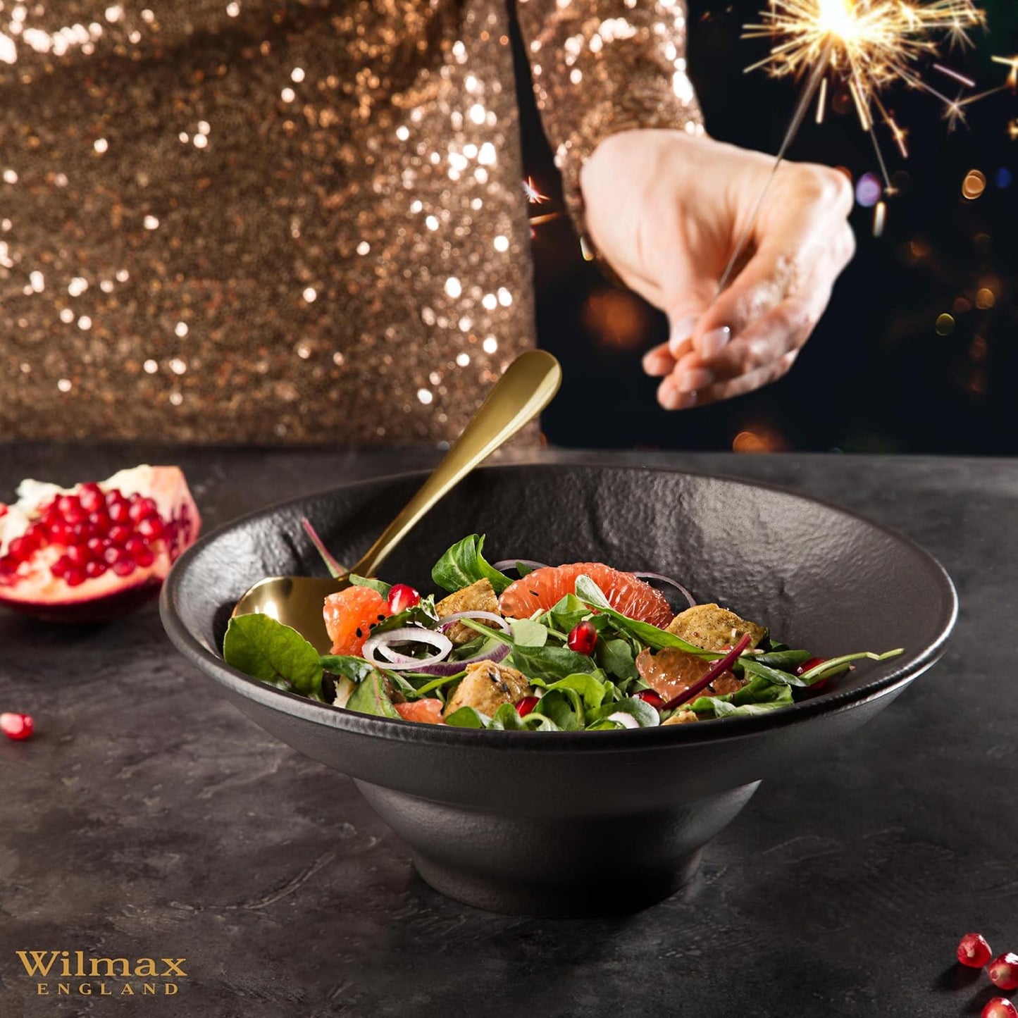 Wilmax Deep plate 22.5 cm 2-piece set SlateStone Black