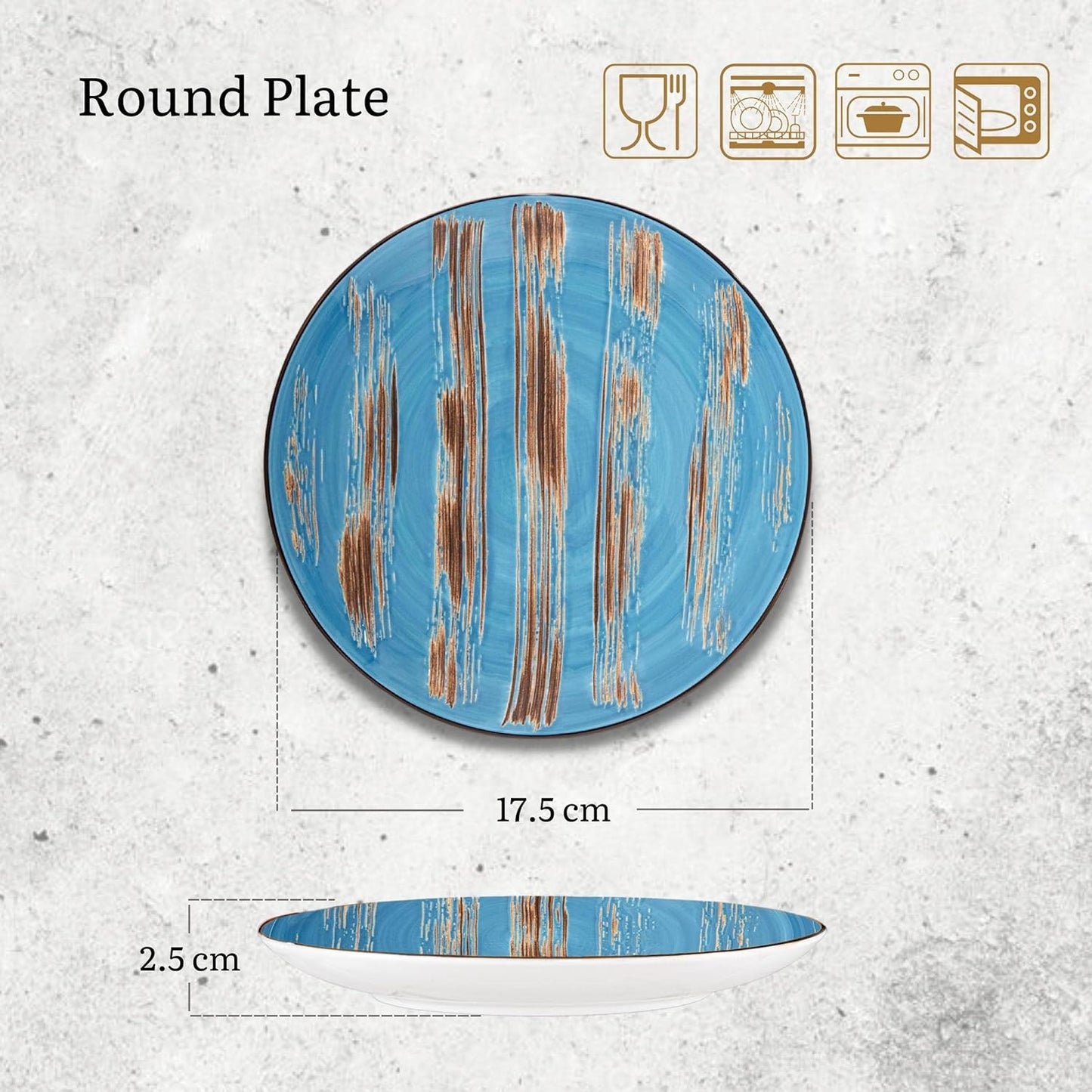 Wilmax Dessertteller Set 6-teilig, 18 cm, blau, ColorBoom Kollektion WL-668611/A6