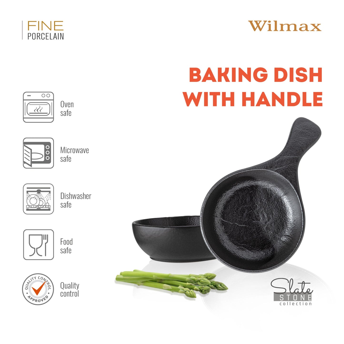 Wilmax Bakvorm Zwart Set van 2 24x15cm 500ml Handvat