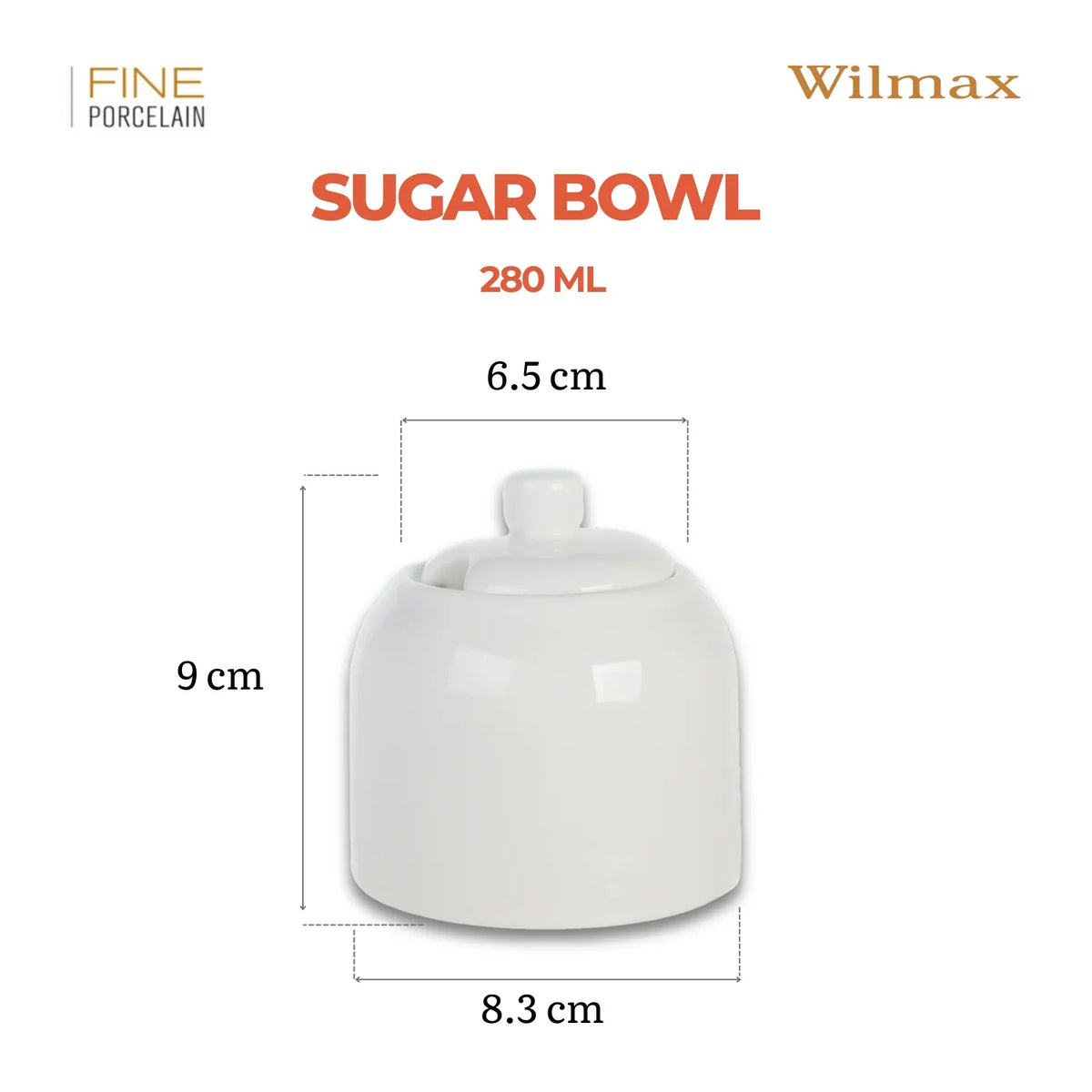 Wilmax England Suikerpot 280 ml Wit Porselein