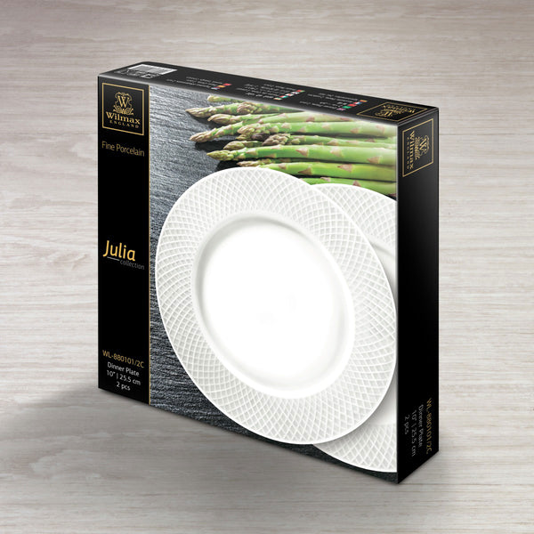 Wilmax Dinner Plate 25.5 cm White Porcelain Set of 6 WL-880101/6C