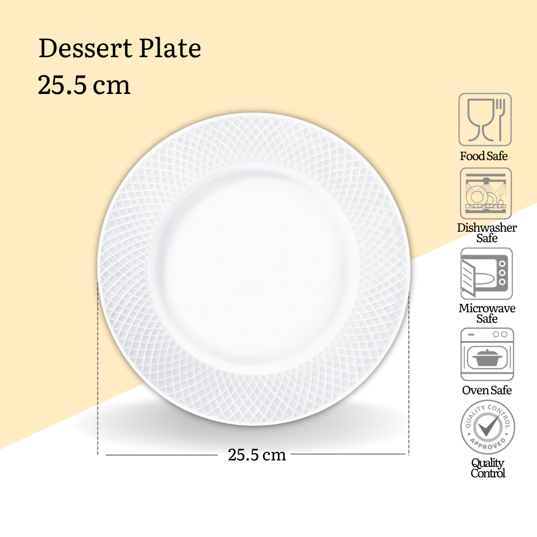 Wilmax Dinner Plate 25.5 cm White Porcelain Set of 6 WL-880101/6C