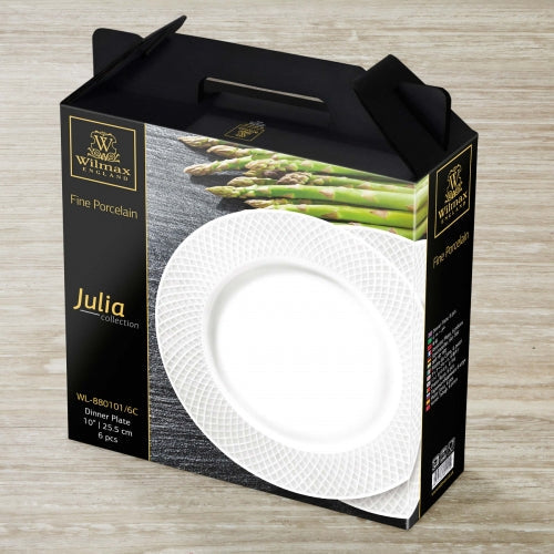 Wilmax Dinner Plate 25.5 cm White Porcelain Set of 6 WL-880101/6C