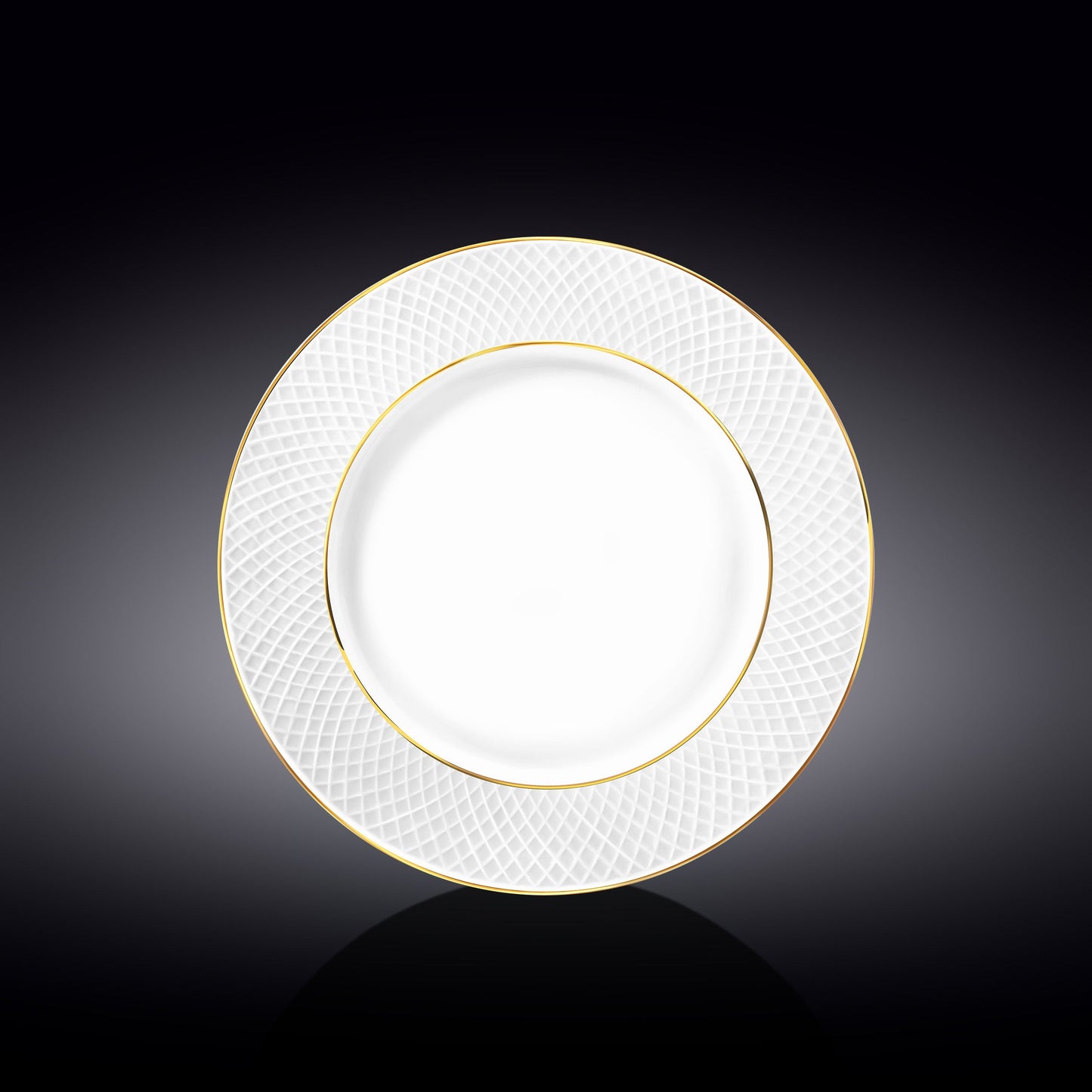 Wilmax Dinner Plate 25.5 White Porcelain Gold Lines WL-880102104/A
